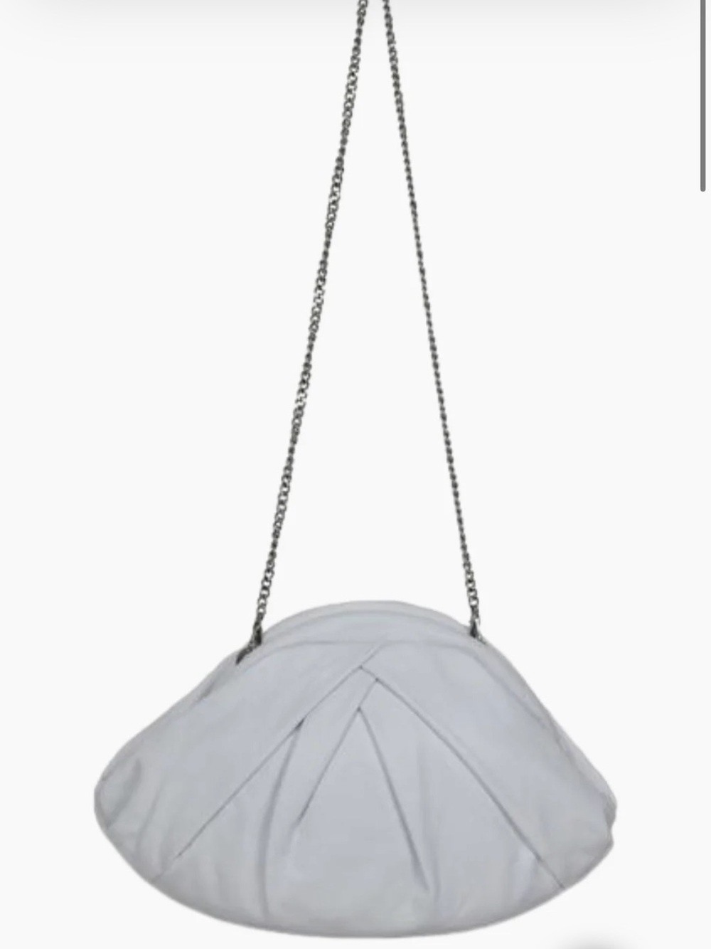 Nunoo Saki Elegant White Pleated Chain-Handle Clutch